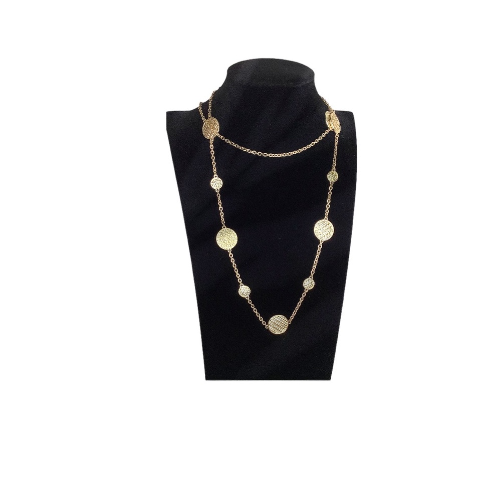 Gold-Tone Textured-Rings Necklace